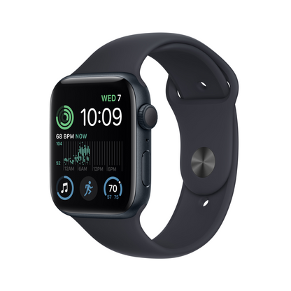 Apple - Apple Watch SE GPS 44mm Midnight Aluminium Case with Midnight Sport Band - Regular - MNK03SO/A