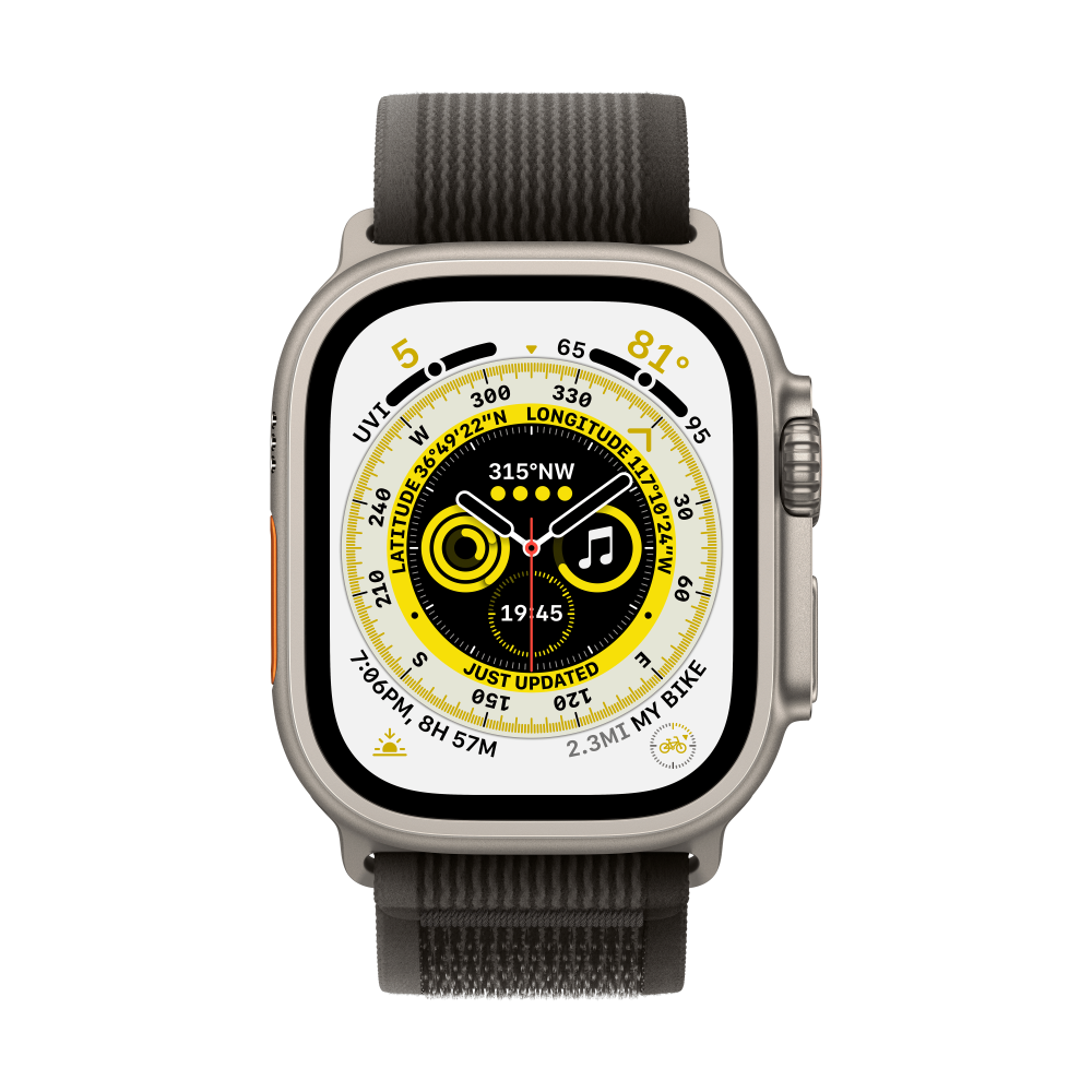 Apple Watch Ultra GPS + Cellular - 49mm Titanium Case with Black/Grey Trail Loop - Small/Medium
