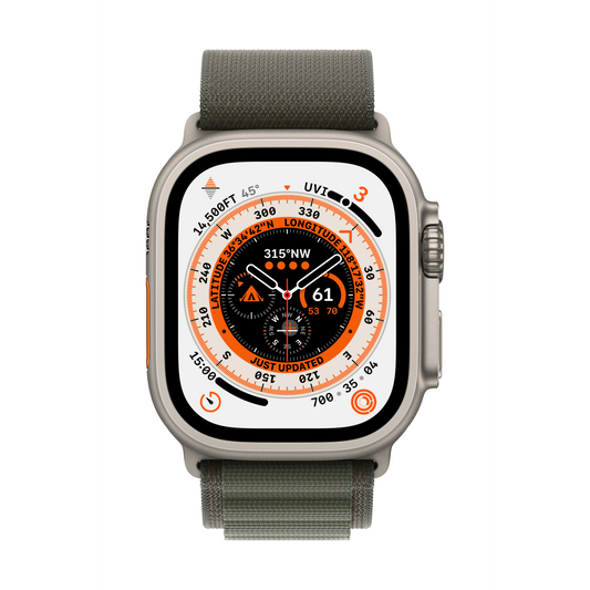 Apple Watch Ultra GPS + Cellular - 49mm Titanium Case with Green Alpine Loop - Medium