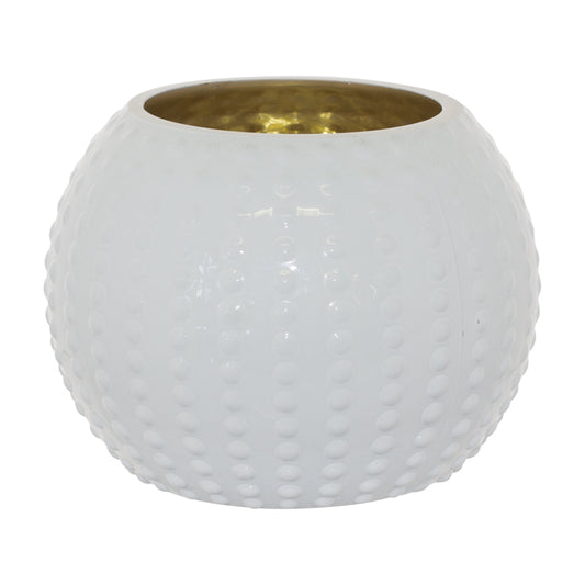 Sea Urchin White Ball Vase 11x15