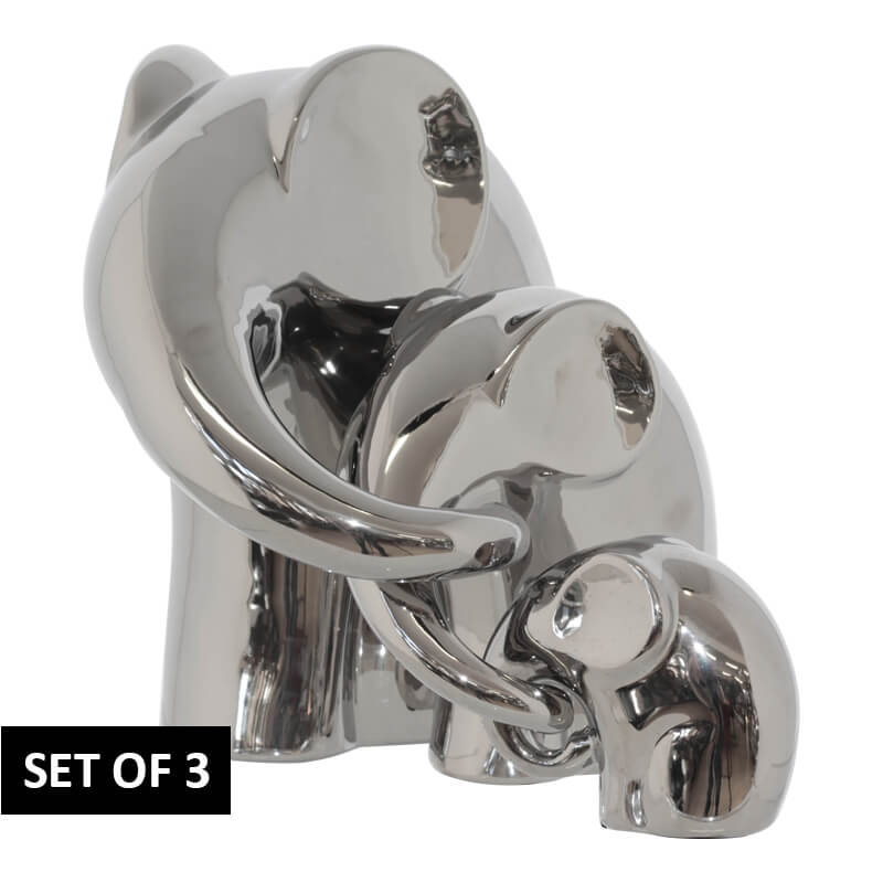 Silver Cascading Elephants (Set of 3)