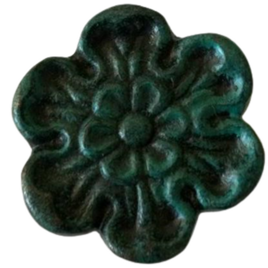 Ceramic Round Knob - Green Flower