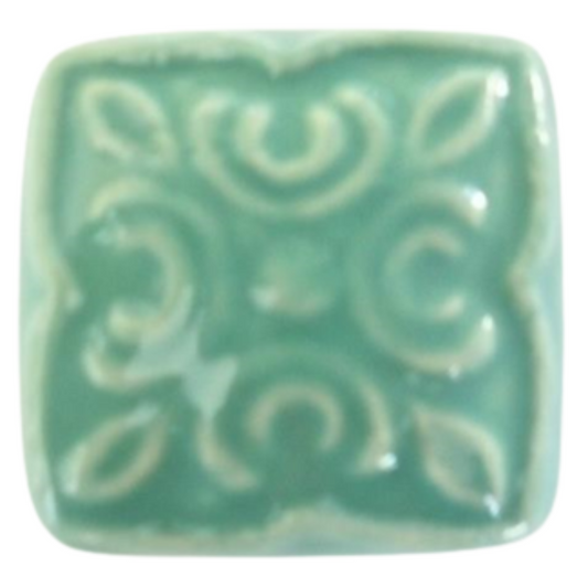 Ceramic Square Knob - Green Patterns