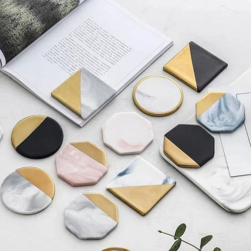 Coasters Marble and Gold 
