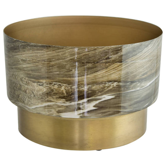 Brown, Gold Marble Decorative Pot
