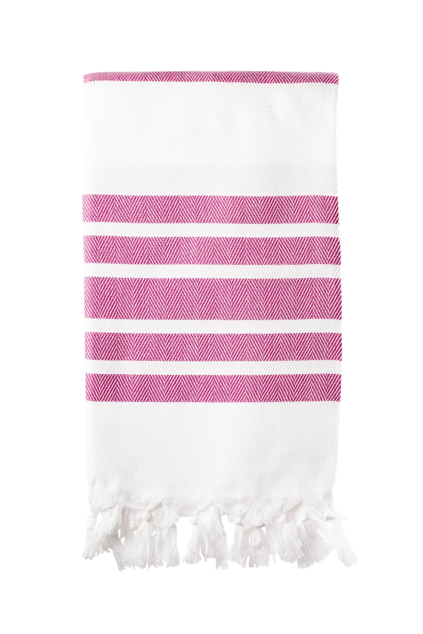 Herringbone White & Pink Turkish Towel