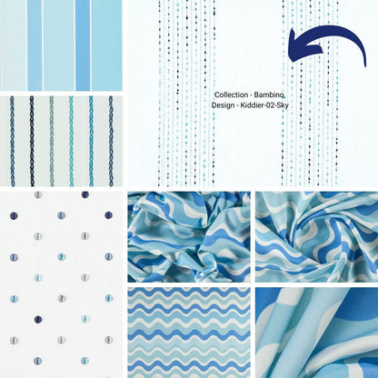 Home Fabrics Fabric: Collection - Bambino, Design - Kiddier-02-Sky (Price per meter)