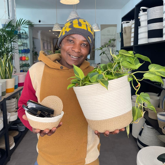 Coaster, Planter and Bowl Set - Jute & Ivory - SALE