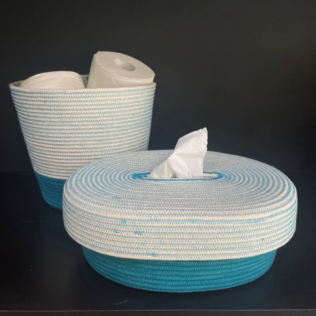 Tissue Box and Planter Set - Teal - SALE