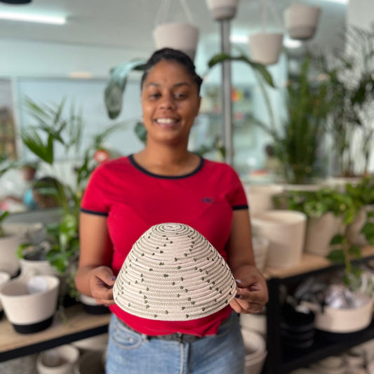 Lampshades Stitched Polka Dot Olive - SALE