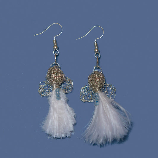 Karoo Angels - White Feathers and Silver Wire Juweel Earrings