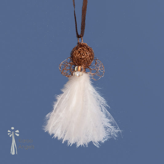 Karoo Angels - White Feathers and Amber Wire Juweel Pendant