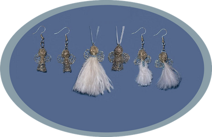 Karoo Angels - White Feathers and Silver Wire Juweel Earrings