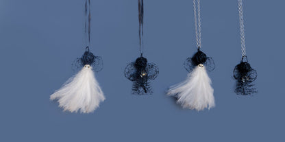 Karoo Angels - White Feathers Midnight Wire Juweel Pendant