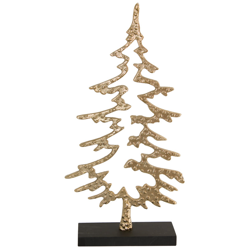 Christmas Tree in Gold Metal with Black Stand (49 cm), Forest Tree Decorative Ornament