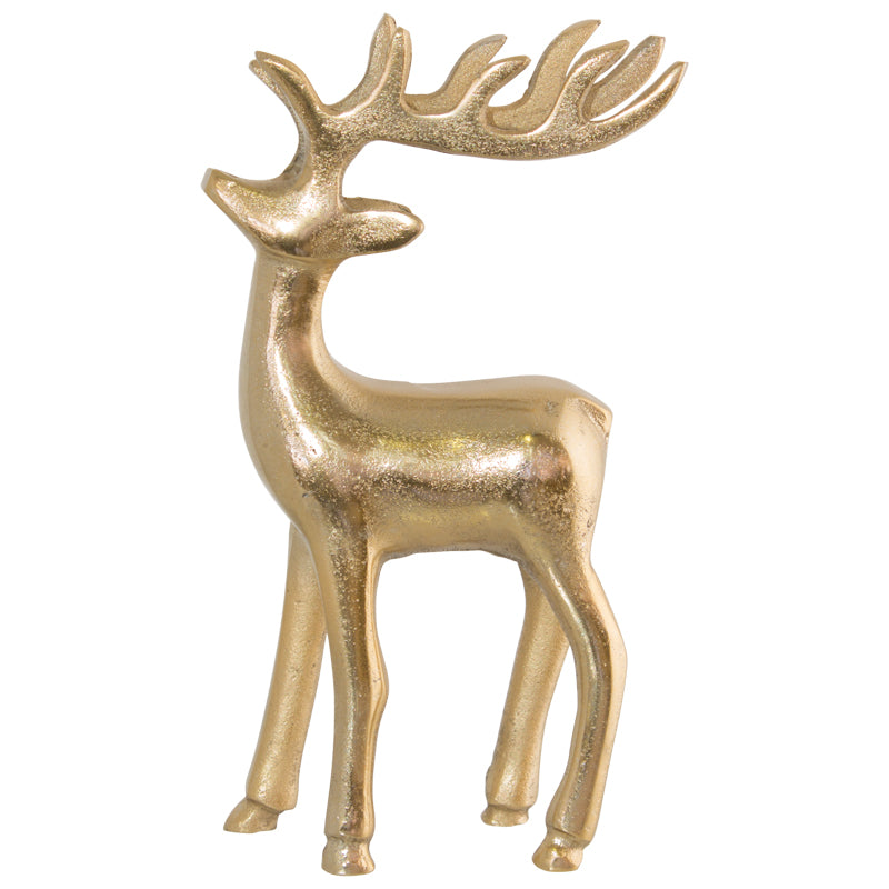 Christmas Reindeer Ornament in Gold Metal - Small
