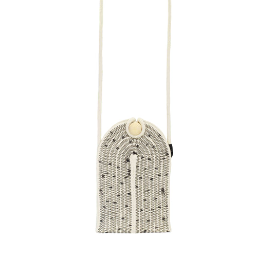 Phone Pouch - Stitched Black Polka Dot