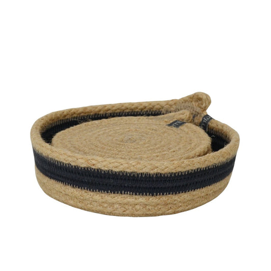 Table Basket & Coasters - Jute & Charcoal