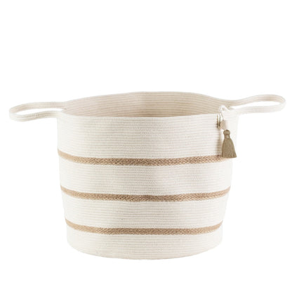 Floor Basket - Ivory & Jute Stripes