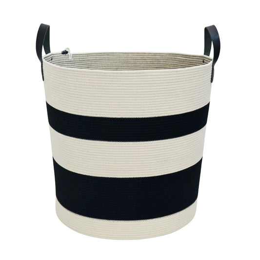 Leather-Trim Storage Basket - Liquorice