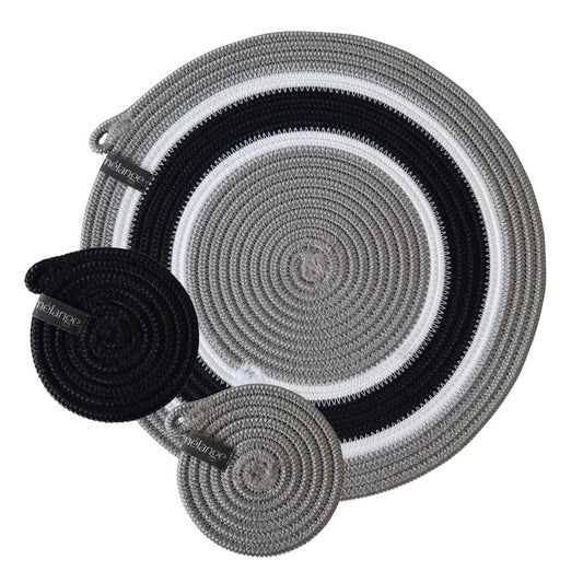 Placemats & Coasters (set of 4 each) - Mbizi Grey