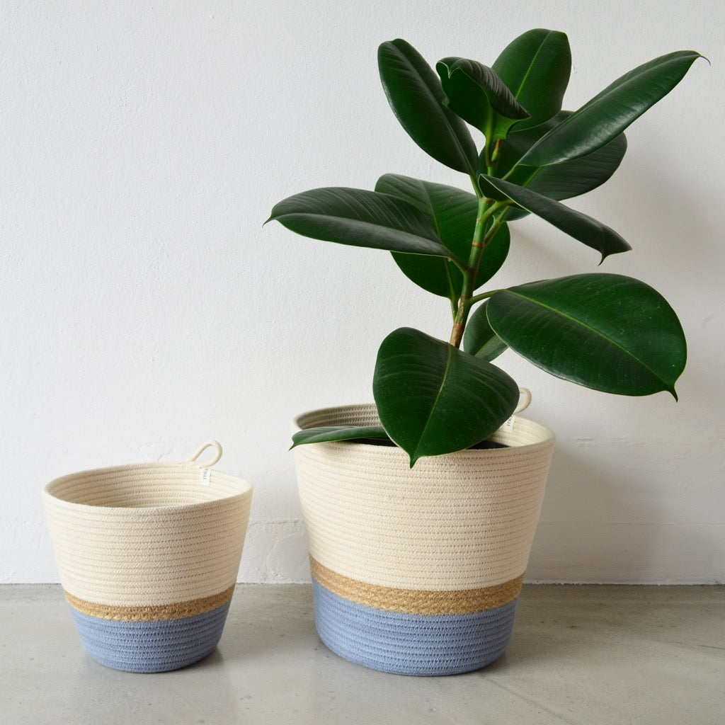Planter Basket - Jute & Blue-Grey