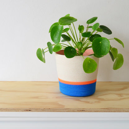 Planter Basket - Ocean Blue & Neon Orange