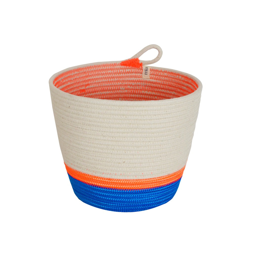 Planter Basket - Ocean Blue & Neon Orange