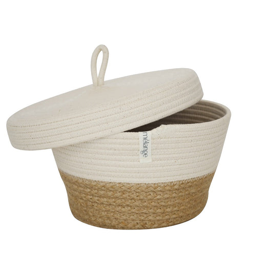 Lidded Bowl Basket - Jute Block