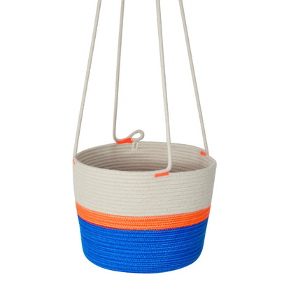 Hanging Planter - Ocean Blue & Neon Orange