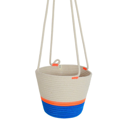 Hanging Planter - Ocean Blue & Neon Orange