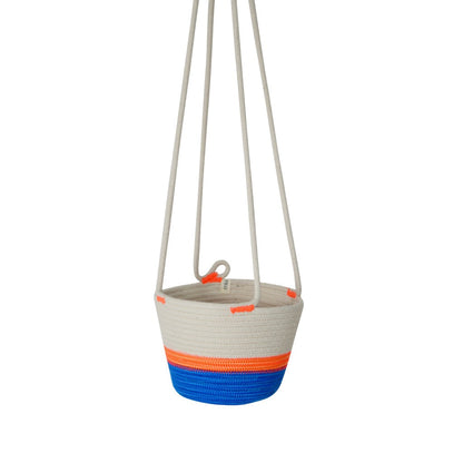 Hanging Planter - Ocean Blue & Neon Orange