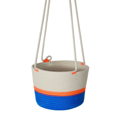 Hanging Planter - Ocean Blue & Neon Orange