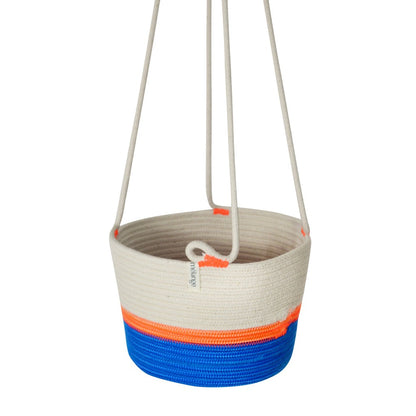 Hanging Planter - Ocean Blue & Neon Orange