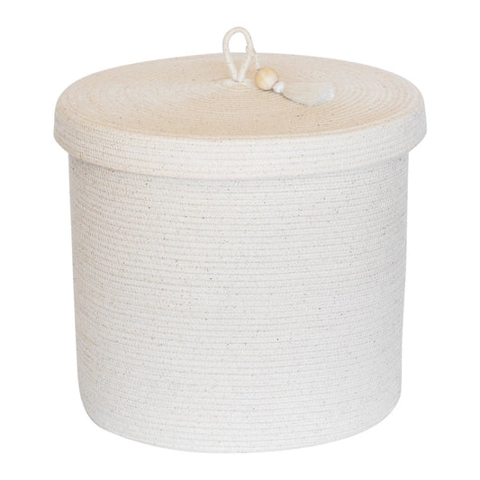 Lidded Cylinder Basket - Ivory