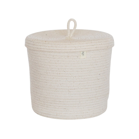 Lidded Cylinder Basket - Ivory