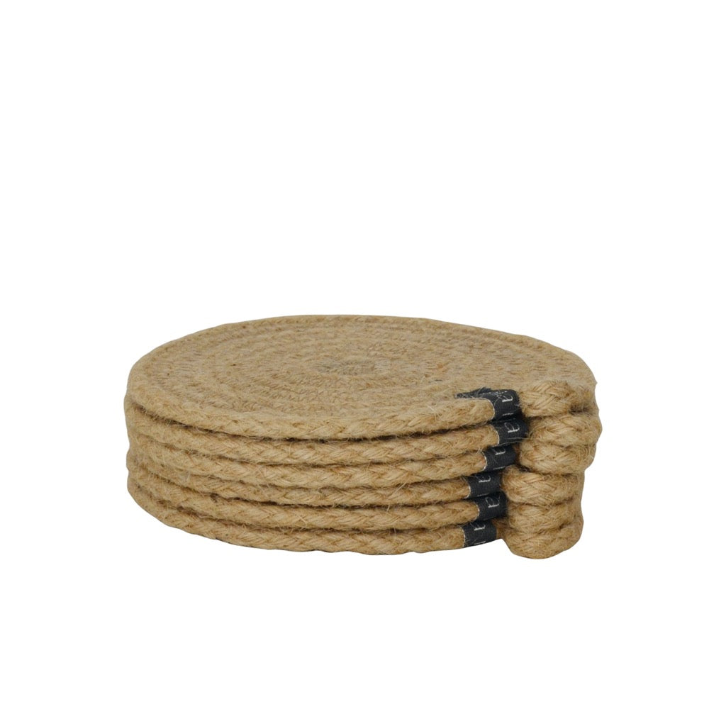 Table Basket & Coasters - Jute & Charcoal