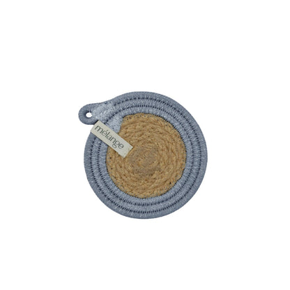 Coasters (set of 4) - Jute & Blue-Grey