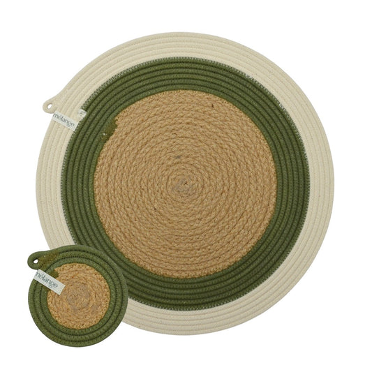 Placemats & Coasters (set of 4 each) - Olive Jute Jungle
