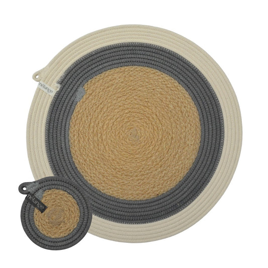 Placemats & Coasters (set of 4 each) - Grey Jute Jungle