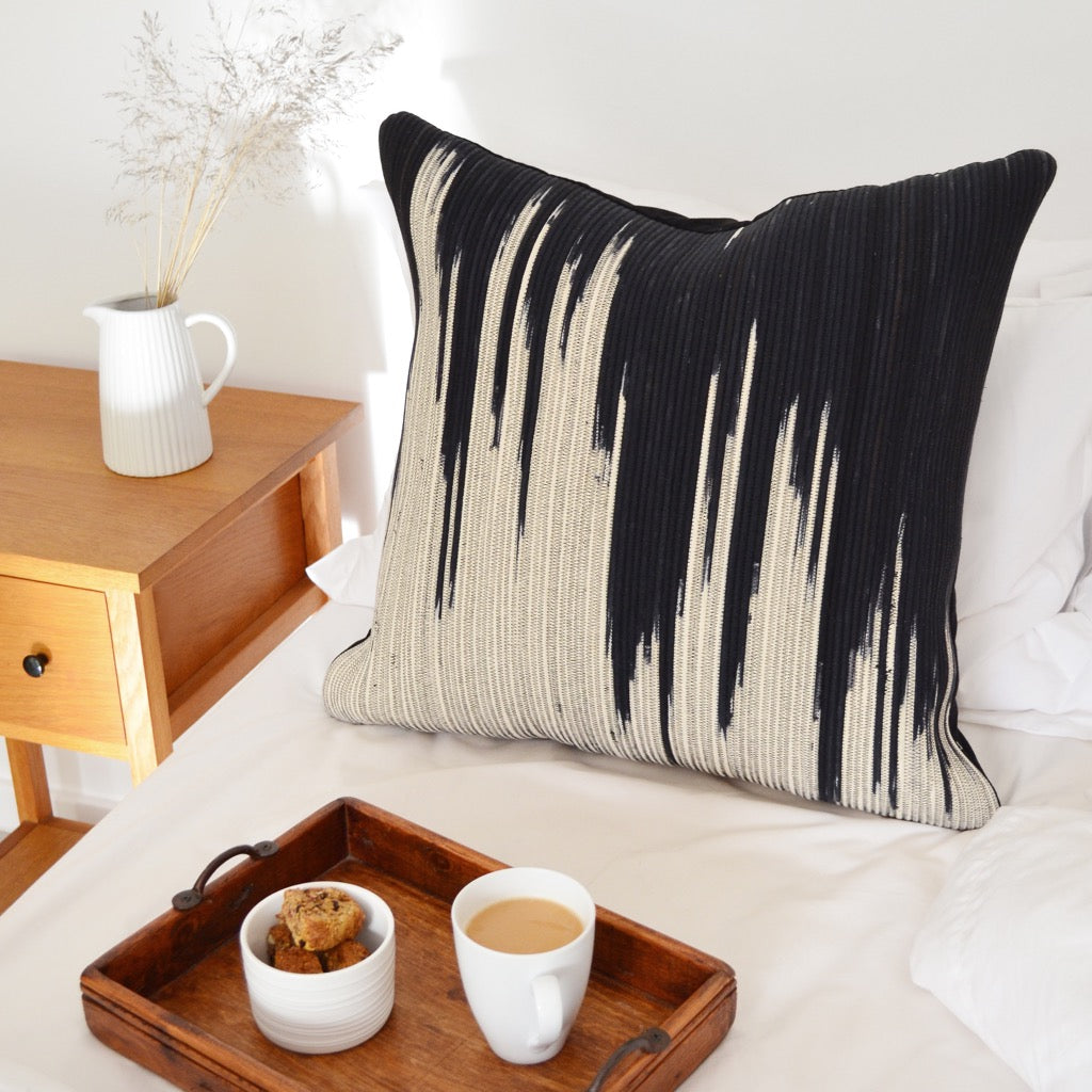 Scatter Cushion - Black Ikat