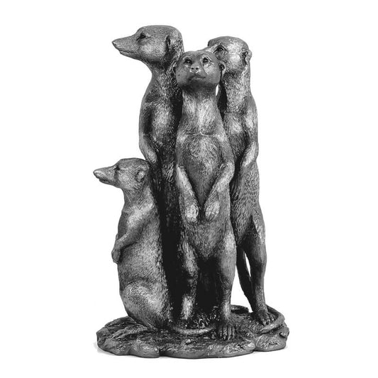 Silver Meerkat Family 25x15cm