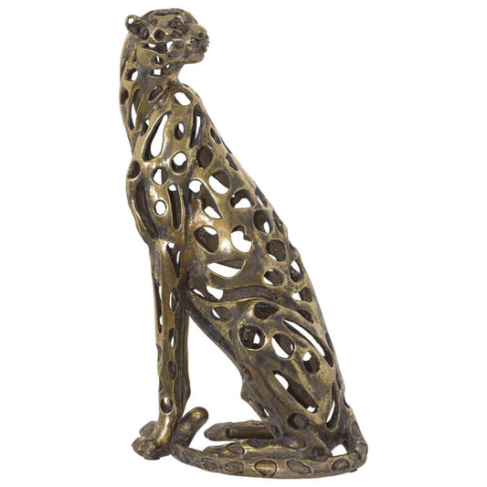 Whimsical Antique Gold Cheetah Sculpture - 43cm of Charm