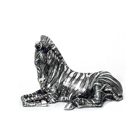 Silver Lying Zebra in Poly Stone - 15 X 23cm