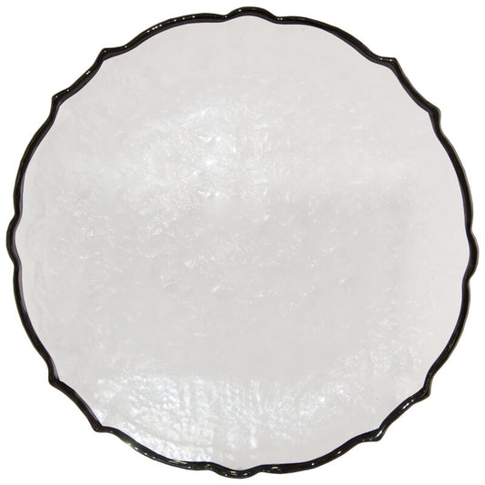 Charger Glass Plate - White with a Black Rim - 33 cm