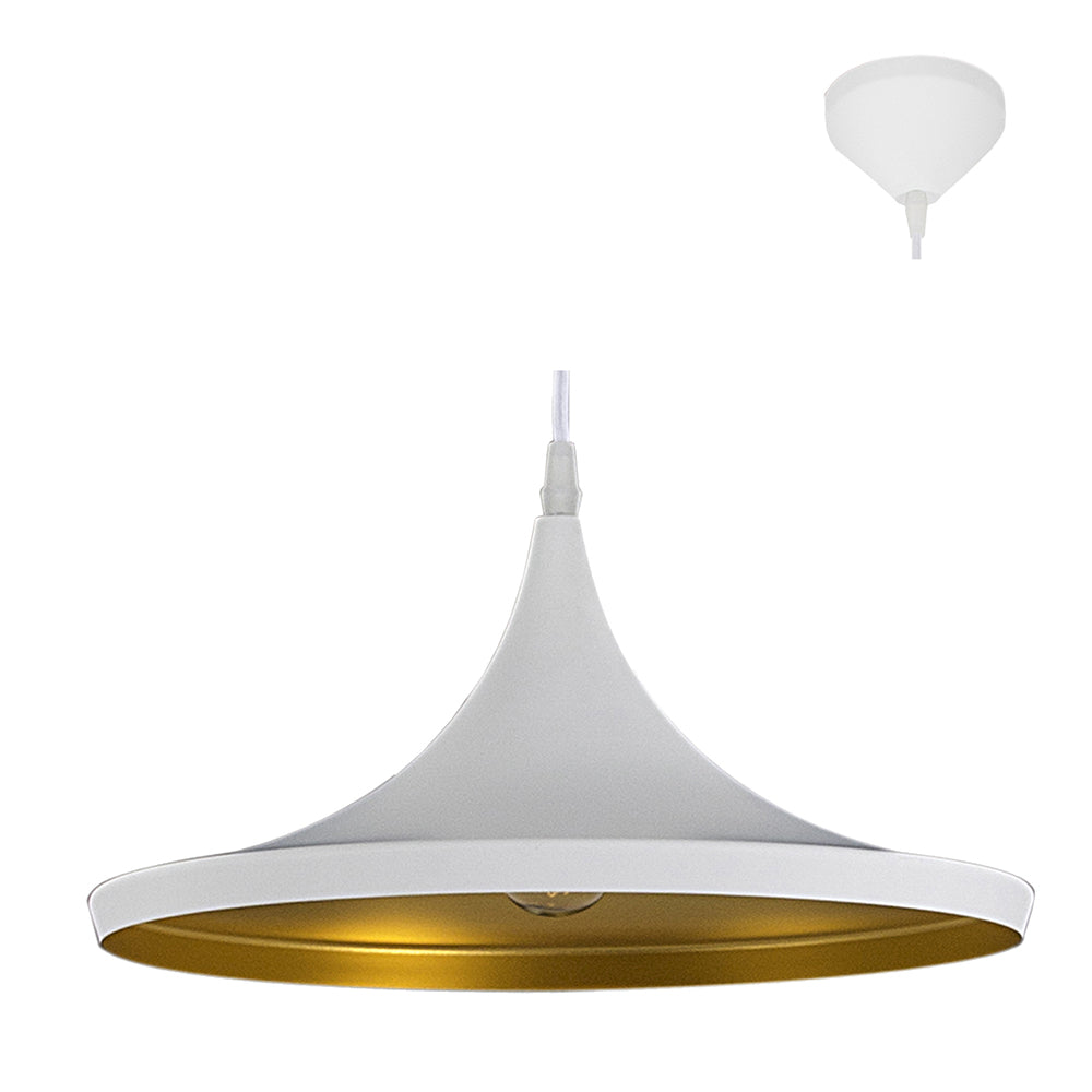 Eurolux - Vortex Pendant 380mm White/Gold - Lighting, Lights - P480WG