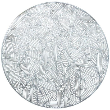 Placemat - Silver and Round (38cm), Place Mats, Table Mats, Set of 2, Washable, Round Placemats, Durable Waterproof Non-slip Charger Plates for Dinner Table, Kitchen, Cafe, Restaurant