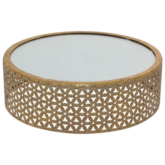 Round Cake or Food Stand with Gold Metal and Mirror Top, Stand, Display Stand