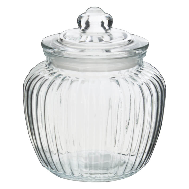 Glass Cookie Jar with Rubber Seal Glass Lid (1400 ml)