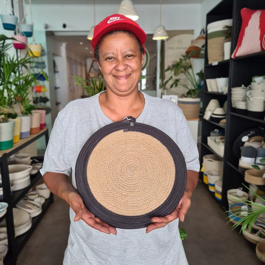 Placemats - Charcoal Jute Jungle C (set of 6) - SALE